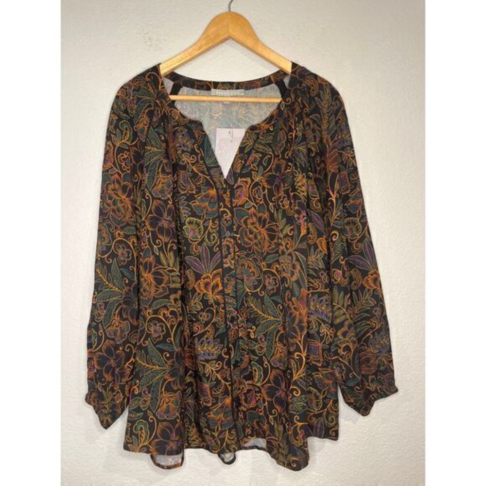 NWT Daniel Rainn ‘Greta’ floral flowy button front top blouse 1X